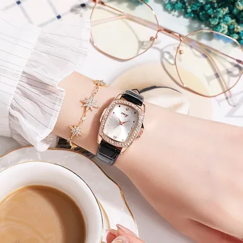 Ins Кварцевые часы в простом стиле с имитацией бриллианта высококачественные женские часы Квадратные часы Аксессуары для одежды