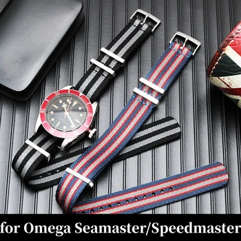 20 мм нейлоновый ремешок для часов Omega Seamaster 300 Speedmaster Ghost Party 007 Ремешок для часов Пряжка ремня безопасности Военно-спортивный браслет