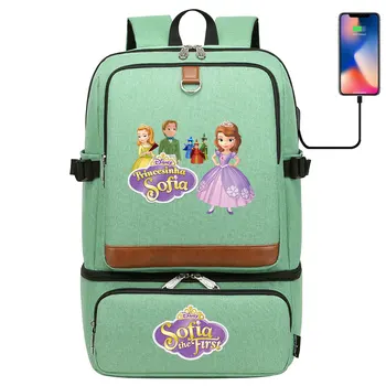 Disney Sofia Princess Для девочек и мальчиков, детские школьные сумки с изолированным отделением, USB Водонепроницаемый рюкзак-холодильник, сумка для пикника, ланча