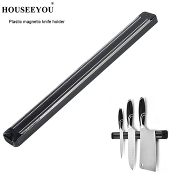HOUSEEYOU 13-дюймовый Магнитный Держатель Ножа Блок Настенного Крепления Черный ABS Пластик Сильный Магнит Кухонный Металлический Нож Полоса Подставка Для Хранения
