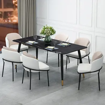 Современные обеденные стулья в скандинавском стиле для акцентной кухни, Роскошные Кожаные обеденные стулья, Дизайнерская Складная мебель для дома Sillas De Comedor