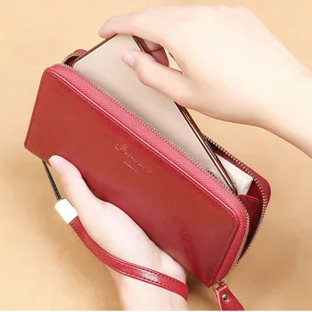 модный длинный кожаный кошелек на молнии для женщин, держатель для кредитных карт, клатч, кошелек, сумка для денег