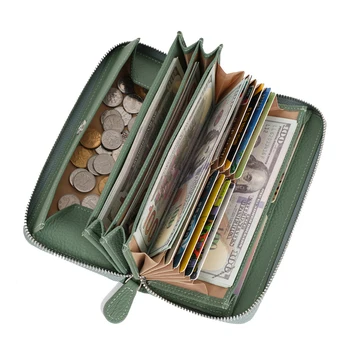 Женский кошелек из натуральной кожи, длинный женский кошелек, противоугонная сумочка для салфеток, кошелек с несколькими картами большой емкости, GN-WL-flszcd