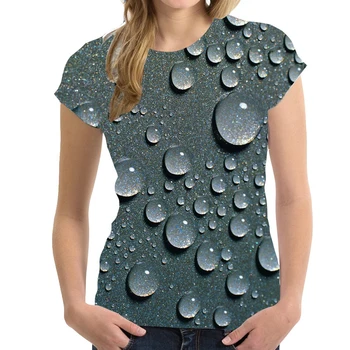 Летняя футболка с 3D принтом в виде капель Дождя, женские Модные футболки, Уличная Одежда Оверсайз Y2k Harajuku, Топы, Футболки, Женская одежда для девочек