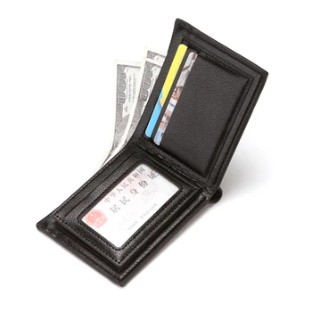 Черный мужской кошелек, короткий трехстворчатый деловой держатель для кредитных карт, портмоне из мягкой искусственной кожи, мужской зажим для денег, карман на молнии, портативный,
