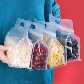 Утолщенный матовый прозрачный самонесущий пакет для конфет, цветочного чая, риса, сумка на молнии, кошачьего корма, приманки, герметичный пакет с восемью краями, 1ШТ