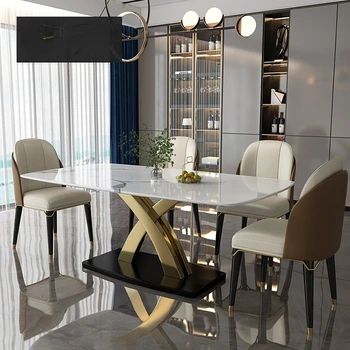 Итальянский роскошный мраморный обеденный стол и стул комбинированный прямоугольник креативный дизайн обеденный стол роскошная мебель