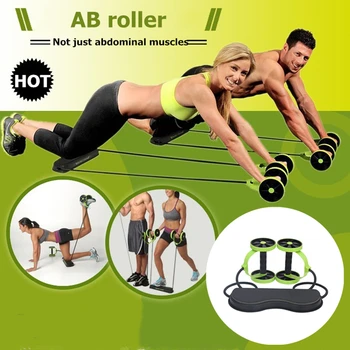 Ролик AB Wheels, растягивающий эластичную резинку для сопротивления брюшной полости, тянущая веревка, инструмент с двойным колесом, тренажер для мышц брюшной полости, упражнения для домашнего фитнеса