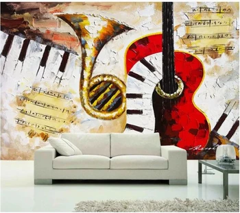 обои wellyu на заказ papel de parede Гитара саксофон ноты для фортепиано Европейский ретро бар фон настенная живопись 3d