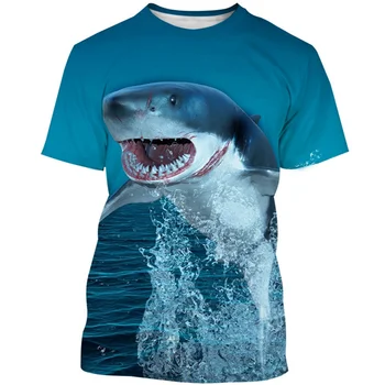 Глубоководное животное Акула, Мужская летняя футболка с 3D-принтом, детская модная футболка для взрослых, Спортивная повседневная одежда на открытом воздухе, футболка 6XL