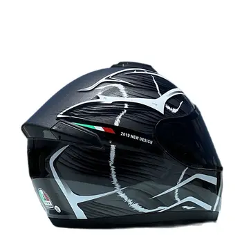 Мотоциклы Мотоциклетный шлем для защиты головы людей Шлем с открытым лицом, одобренный DOT Серый шлем с мигающей молнией