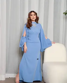 Merida Rhinestone Саудовская Аравия Вечерние платья С длинными пышными рукавами и разрезом по бокам Элегантные вечерние платья для женщин 2023