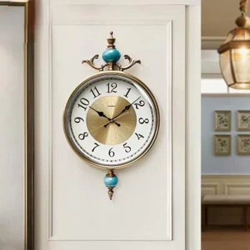 Настенные часы в гостиной тихие роскошные металлические часы Shi Ying атмосфера европейские часы домашняя индивидуальность