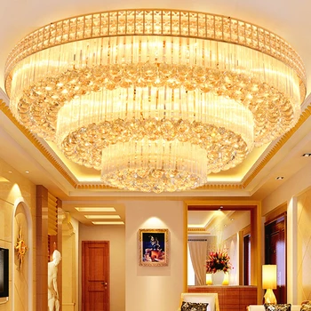 Роскошный Золотой Свет В Гостиной Круговой AC85 ~ 265V LED Crystal Light Спальня Гостиничный Холл Вилла Лестничный Светильник Потолочный Светильник
