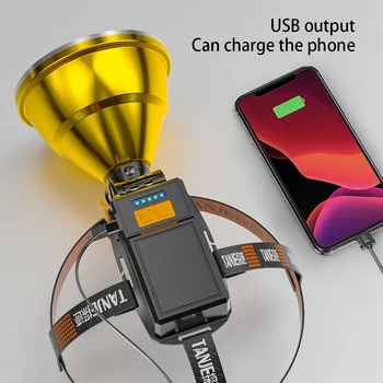 Интеллектуальный датчик света, сверхяркий фонарик с интеллектуальным дисплеем мощности, USB-порт для зарядки, предназначенный для ночной езды