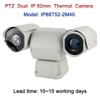 Обнаружение горячих точек с двойным датчиком PTZ на расстоянии 5 км, интеллектуальная сигнализация, ip-тепловизионная камера с 40-кратным автоматическим увеличением, видимый модуль камеры