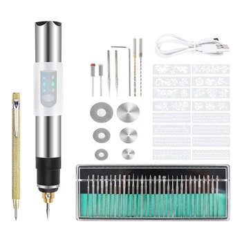 USB-гравировальная ручка, перезаряжаемая мини-гравировальная ручка с аксессуарами для гравировки, для металлических, стеклянных, каменных украшений, ногтей