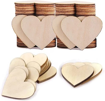 50 шт 2-дюймовых деревянных заготовок в форме сердца, неоконченная древесная стружка для детского сада, украшение для открыток ручной работы своими руками