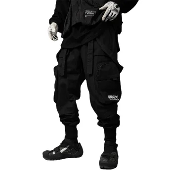 Мужские модные джоггеры-шаровары в стиле хип-хоп Свободного кроя, технологичная одежда, Брюки-карго С Функциональными карманами, Уличная одежда, Тактические брюки