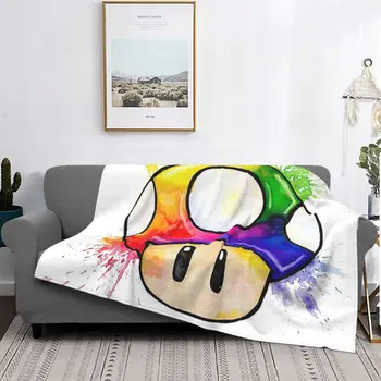 Одеяло с взрывающимися грибами Винтажный игровой персонаж Мультяшный флис Плюшевые Дышащие Легкие одеяла для постельного белья