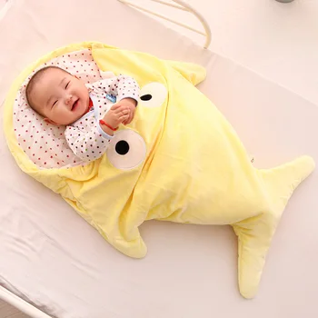 Новый детский спальный мешок С милой мультяшной Акулой, детский Спальный мешок, Мягкое Толстое одеяло с акулой, Теплые подарки для новорожденных младенцев