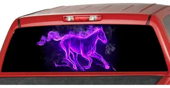 Бегущая лошадь в огне, графическая наклейка на заднее стекло, перфорированная наклейка для грузовика, перфорированный винил