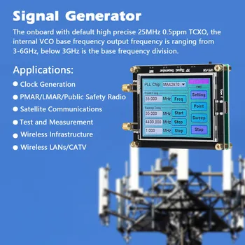 Генератор сигналов MAX2870 с частотой PLL 23,5 МГц-6000 МГц Сенсорный ЖК-экран Источник радиочастотного сигнала Программное Обеспечение ПК Управляет