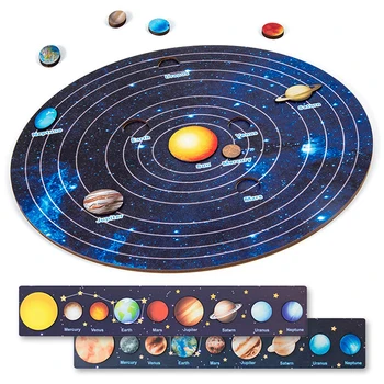Деревянная Солнечная Система 3D пазлы Игрушки Космос Звезды Планеты Солнце Земля Научные пазлы Развивающие Игрушки для детей