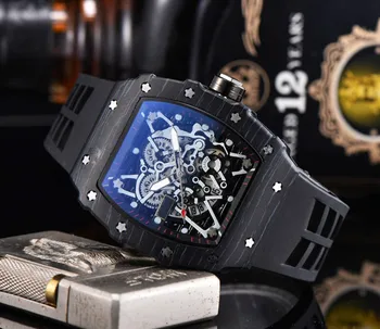 Кварцевые часы RM с автоматическим механизмом с 3 иглами от ведущего люксового бизнес-бренда, высококачественные мужские и женские часы