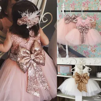 Citgeett Летнее детское платье с пайетками для маленьких девочек, вечернее платье с узлом, платье для вечеринки, Свадьба, День рождения подружки невесты, платье принцессы