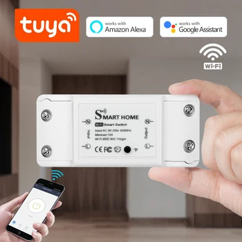 Tuya Smart Life Беспроводной WIFI Светодиодный Выключатель Света Голосовое Дистанционное Управление Приложением Релейный Выключатель для Amazon-Alexa Google Assistant Home