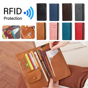 RFID-кожаный держатель для паспорта, портативный многофункциональный пакет документов, Ультратонкий держатель для паспорта, кредитной карты, дорожный чехол