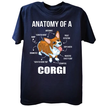 Горячая распродажа 2023 года Удобная анатомия забавной собаки корги Стандартная мужская футболка
