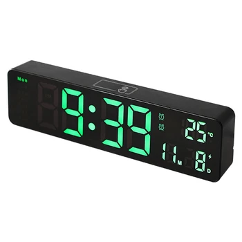 10-дюймовый светодиодный цифровой будильник с индикацией температуры и даты, настенные или стационарные часы для украшения гостиной