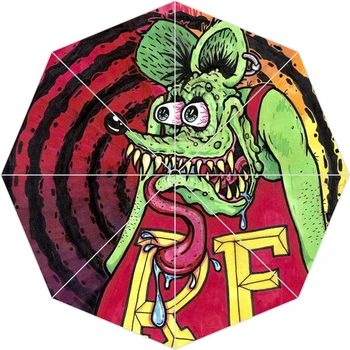 Автоматический Зонт RAT FINK с модной росписью, пляжные зонтики от солнца/дождя, Женский зонт