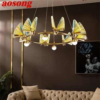 AOSONG Nordic Красочные Люстры Светильники Подвесные Светильники Butterfly Ring Home для Украшения дома