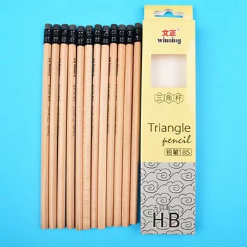 12шт Высококачественный деревянный карандаш стандарта HB 2B для защиты окружающей среды, пригодный для вторичной переработки, не содержащий свинца, ядовитый карандаш в виде шестиугольника / треугольника