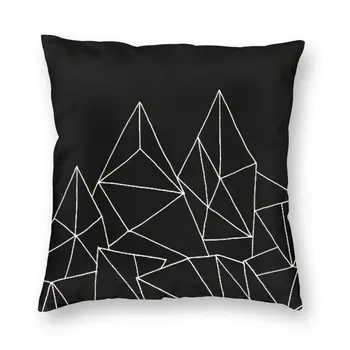 Абстрактная графика, квадратная наволочка, домашний декор, черно-белые горы, наволочка, подушка для дивана, двусторонняя