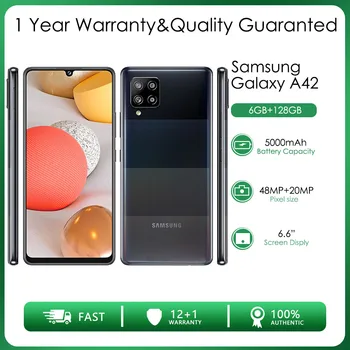 Оригинальный Разблокированный Samsung Galaxy A42 5G A426B С одной Sim-картой 6 ГБ ОЗУ 128 ГБ ПЗУ 48MP 6,6 