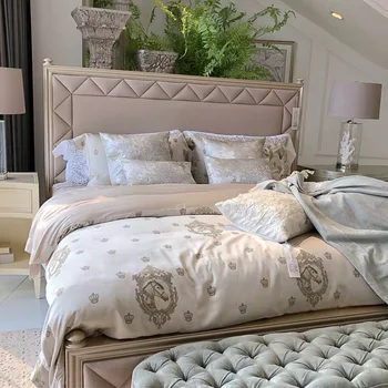 Американская легкая роскошная двуспальная кровать 1,8 метра ткани арт-постмодернистская контрактная основная кровать Jane's web celebrity champagne Jin S