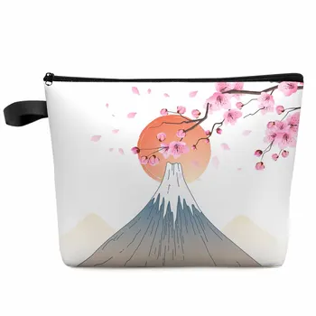 Японский стиль, гора Фудзи Сакура, большая вместительная дорожная косметичка, переносная сумка для хранения макияжа, женский водонепроницаемый пенал