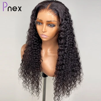 Pnex Парик с глубокой волной спереди, Бразильские кудрявые парики из человеческих волос на кружеве HD, парики с закрытием на дюйм, плотность 150-180%