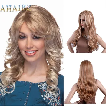 Светлый женский парик с длинными волнами, термостойкий синтетический парик, высококачественная вечеринка для косплея в стиле Лолиты, ежедневное использование средней части волос