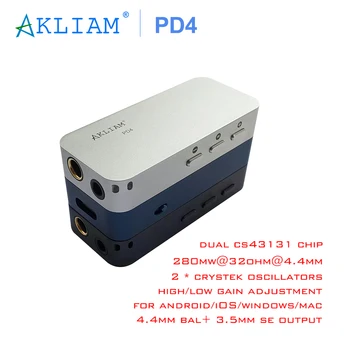 AkLIAM PD4 Двойной USB-ключ CS43131 Hifi Портативный USB-Цап и Усилитель 4,4 мм и 3,5 мм Выходной Усилитель Для наушников CRYSTEK PCM384 DSD256