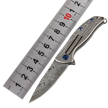 Складной универсальный нож VG10 Damascus Pocket Mini CT4 с титановой ручкой EDC для самообороны на открытом воздухе, удобный для переноски