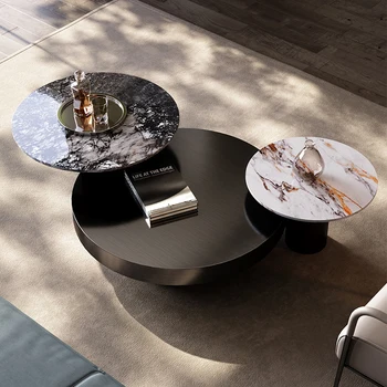 Мебель современного дизайна, прочный каркас из нержавеющей стали, Комбинированные столы, черный квадрат, Премиальный декор Stolik Kawowy