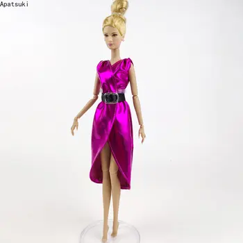 Пурпурно-красная модная кукольная одежда, вечернее платье для Барби, наряды для кукольного домика Барби, аксессуары для кукол 1/6