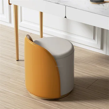Скандинавские кожаные пуфики для мебели гостиной Креативный простой одиночный маленький табурет для отдыха Роскошный домашний туалетный столик
