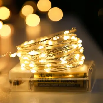 Светодиодная гирлянда из медной проволоки длиной 3-5 м, праздничная уличная лампа, гирлянда с питанием от аккумулятора для украшения рождественской елки, свадебной вечеринки