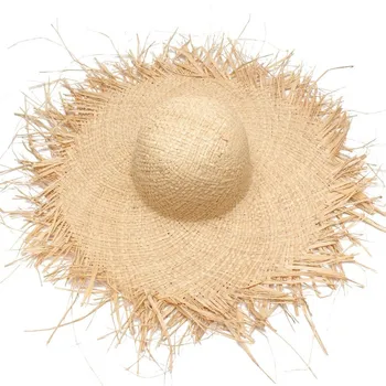 Соломенные шляпы из натуральной рафии с большими широкими полями, пляжная кепка с плетеной бахромой по кругу, летняя выдалбливаемая большая соломенная шляпа